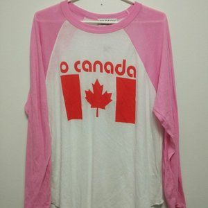 NWT Wildfox Blouse Tee Top Pink White o CANADA